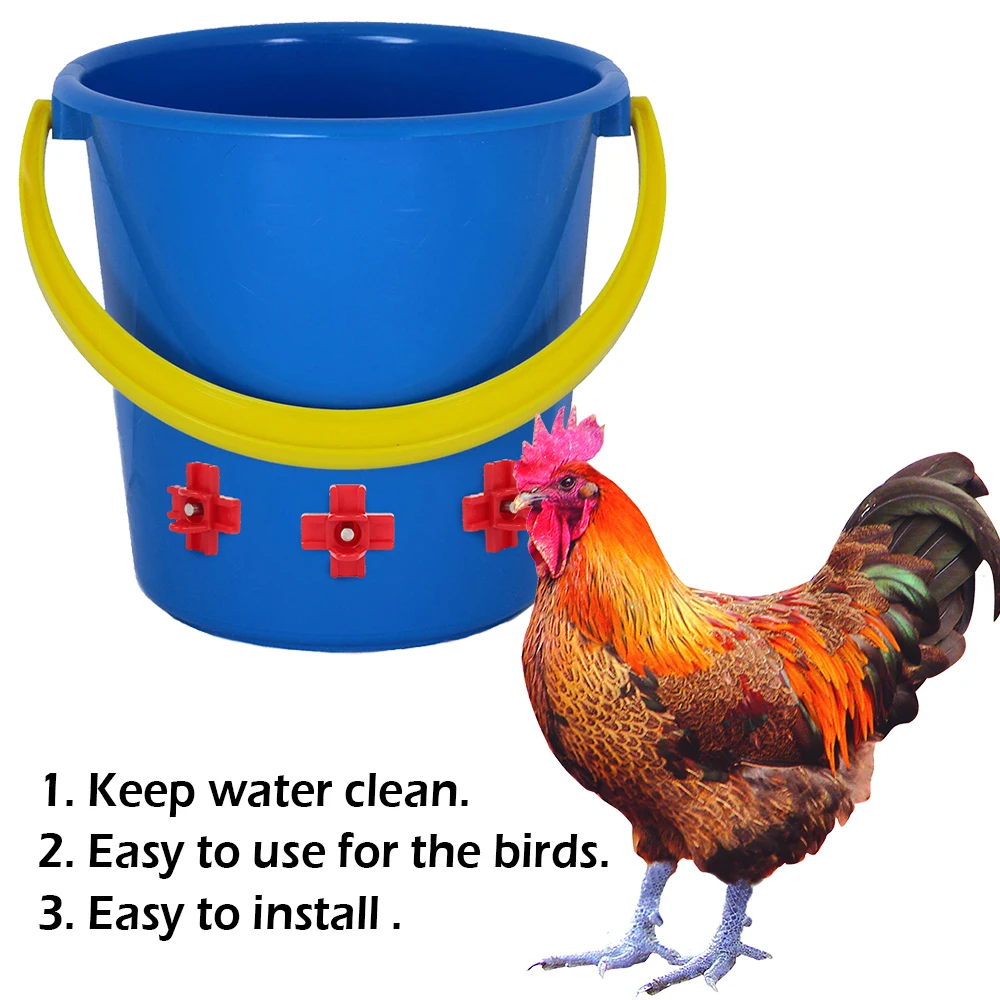 Automatic Chicken Waterer Red Plastic Stainless Steel Drinker