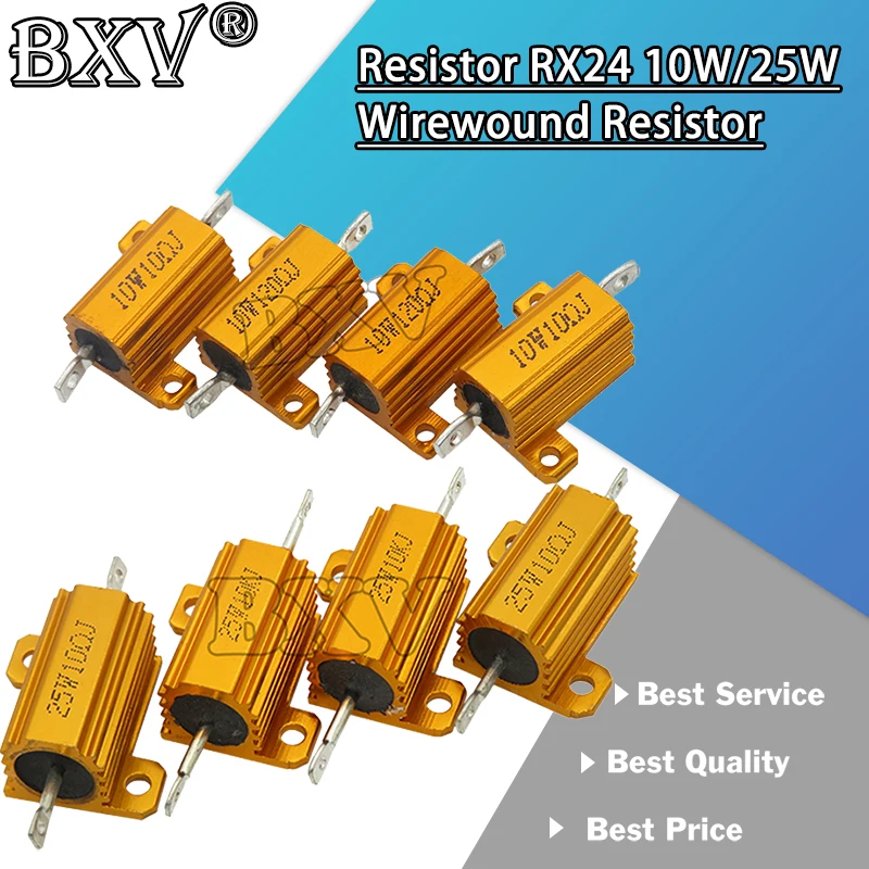 1Pcs 10W 25W Di Potenza In Alluminio Metallo Borsette Caso Filo Avvolto Resistor 0.01 ~ 30K 1 2 3 5 6 8 10 20 100 150 1K 10K Ohm Igmopnrq Rx24