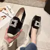 Luxury Silk Espadrille Moccasins Woman Big Square Crystal Buckle  Flat Shoes Ladies Brand Design Elegant Slip-on Fishman Shoes 2