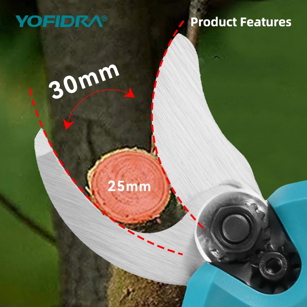 요피드라 30mm 2단계 브러시리스 전동 가위 무선 전정기 가지치기 나무 가지 절단기 마키타 18V 배터리 핀용