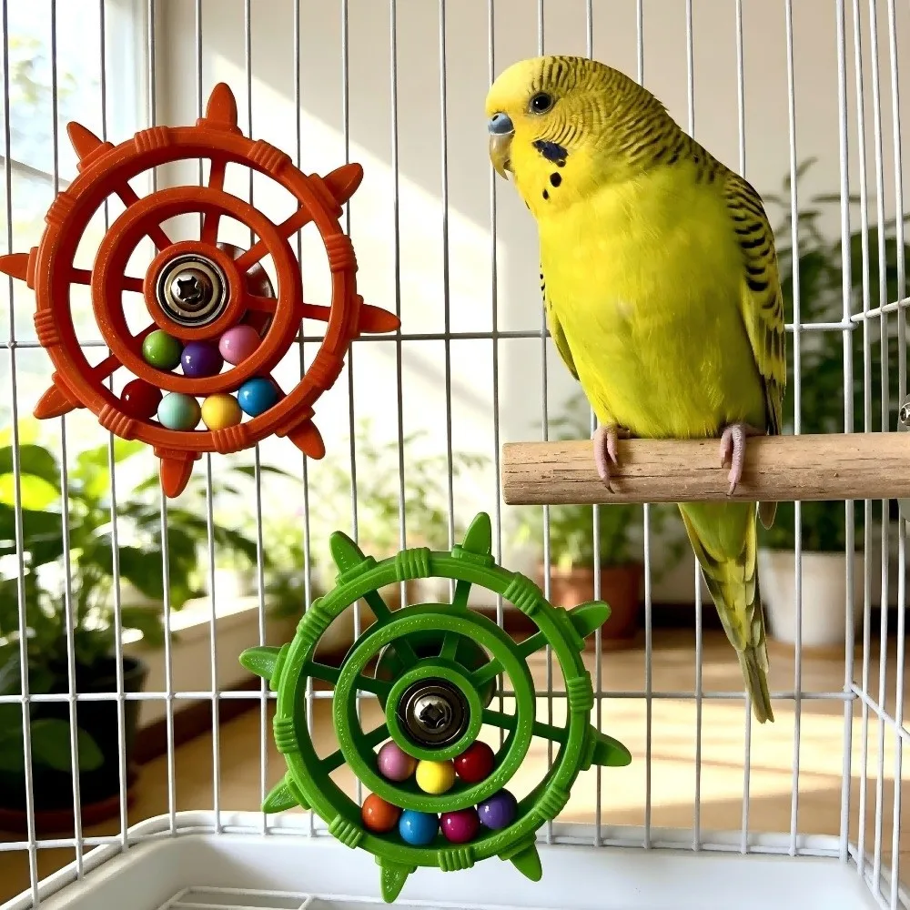 Parrot Spinner Rattle: Bite-Resistant Colorful Bead Bird Cage Toy
