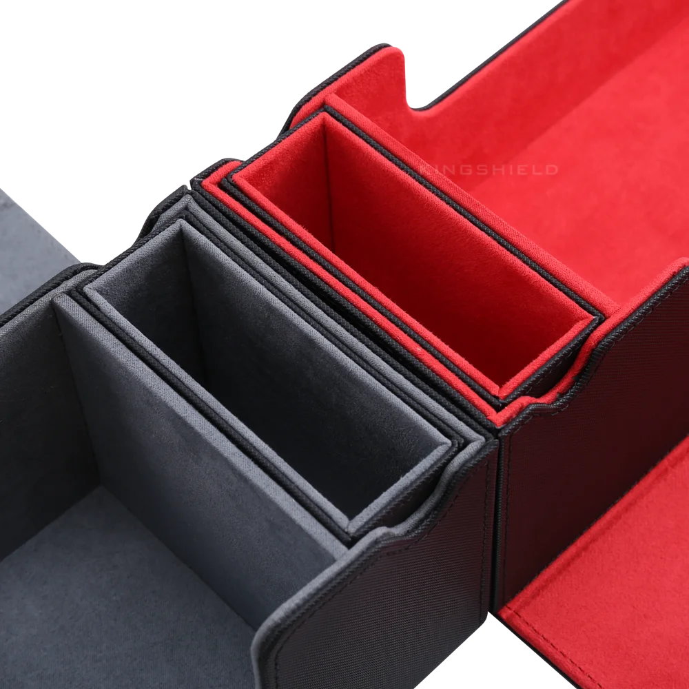 Large Card Case Deck Box Magic PKM YGO TCG Board Games Binder Playmat and Dice Collector Container: Black+Red Inner 450+