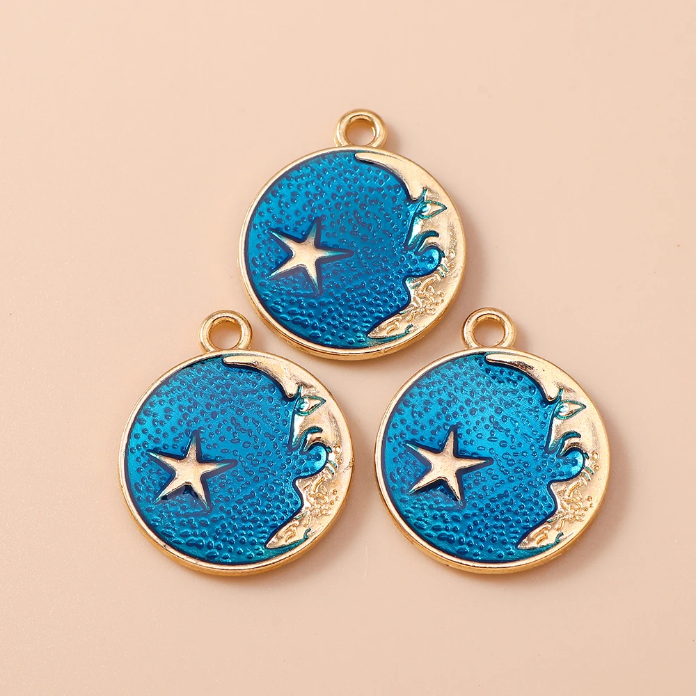 20 Stück 21 x 25 mm niedliche Emaille-Mond-Stern-Charms-Anhänger für Schmuckherstellung, Tropfen-Ohrringe, Halsketten, Armbänder, Zubehör, DIY-Geschenke – Detail 5