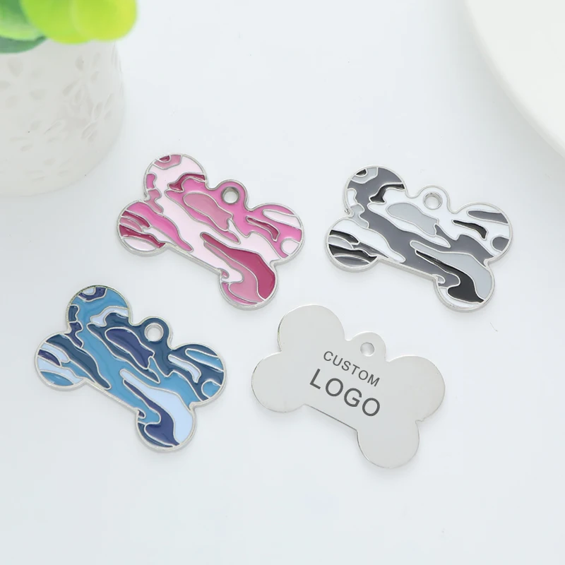 Pet ID Tags Dog Collar Tags Pet ID Medal Pendant ID Tag Keychain Personalized Bone Metal Identity Card Multicolor Customizable Name Dog Cat ID Tag Anti-lost Pendant Collar Pet Supplies Keychain