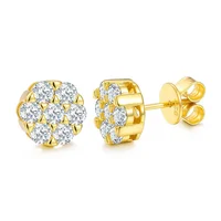 2025 Delzzad S925 Sterling Silver Genuine Moissanite 100% 0.5/3.36 Carat Plum Blossom Earrings for Women High Quality Wedding