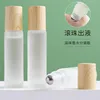 200pcs High Quality 5ml 10ml clear Roller Ball Matte Glass Roll on Bottle with Wood Bamboo Lid 1