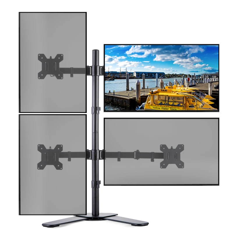 Dual Monitor Desk Mount, Heavy Duty Fully Adjustable Steel Stand, Holds 4 Computer Screens up to 32 inches 1