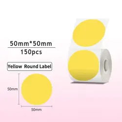Versatile Label Printer Paper Stickers - Multiple Sizes (Round yellow 50x50mm)