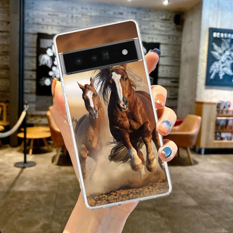 Elegant Brown Horses Transparent Phone Case - Clear Cover