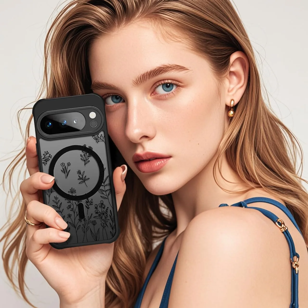 Retro Flower Matte Magsafe Magnetic Wireless Charging Case