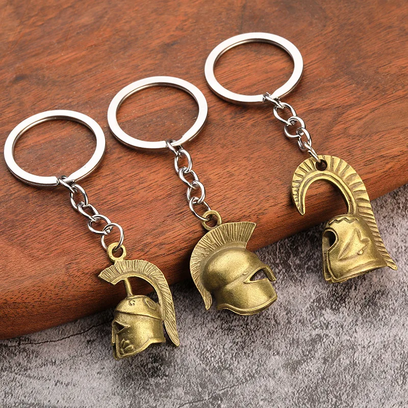Spartan Warrior Helm Sleutelhanger Metalen 3D Retro Romeinse Soldaat Helm Sleutelhangers Sleutelhanger Mode-Sieraden Party Gift