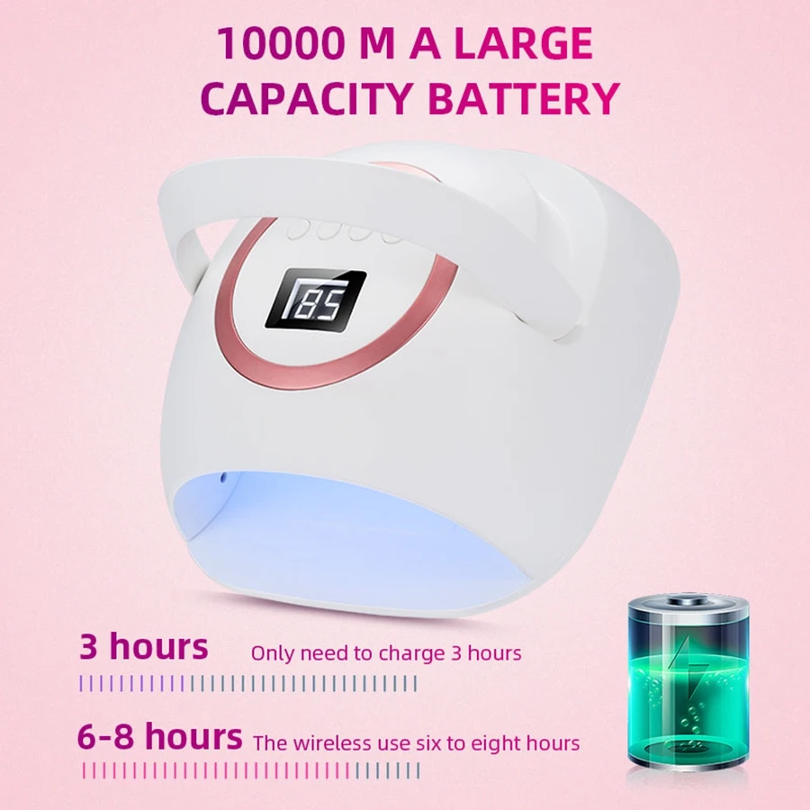 72W Rechargeable UV LED Nail Lamp Professional Lamp for Manicure with 3 Timer Settings  Auto Sensor for Nail Art Tools at Home 4