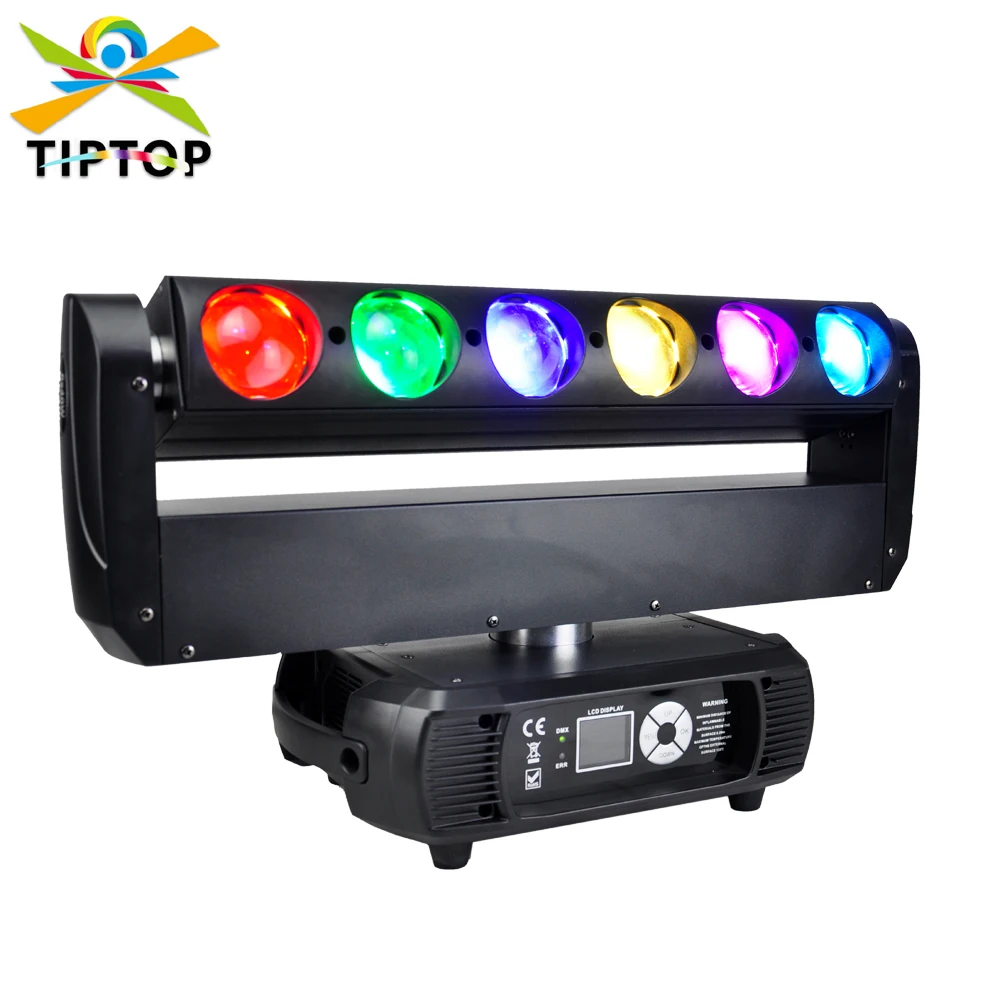 

TIPTOP 6x40W RGBW 4IN1 Color Beam Led Moving Head Light X Axis Infinite Rotation 17/37 DMX Channels RDM Address Scan TP-L640P