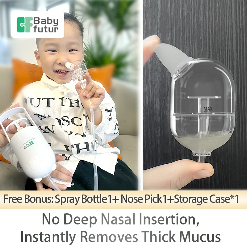 Babyfutur Manual Baby Nasal Aspirator-No Noise Strong Suction&Portable Nasal Cleaner for Infants/Toddlers, Travel-Friendly