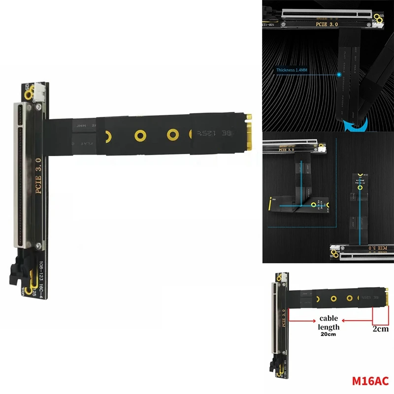

Адаптер NVME к PCIE X16, кабель M.2 -Mkey к 16X, кабель для интерфейса M2, внешний кабель для видеокарты