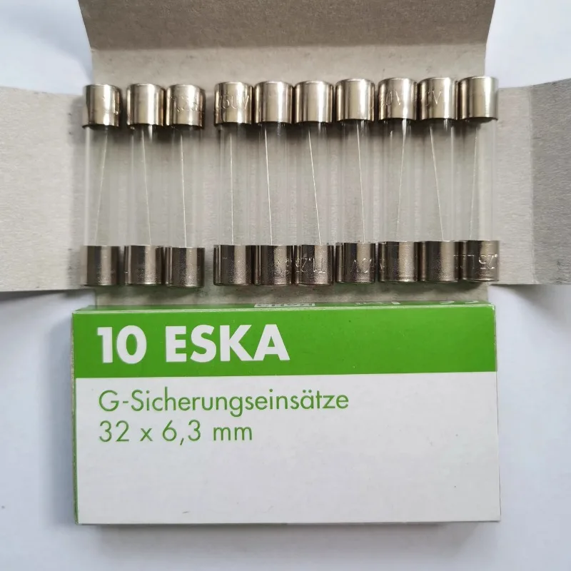 Original 6.3 * 32 slow melting T6.3/250V glass tube with arc extinguishing quartz sand fuse