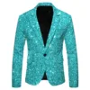Colorful Printed Men's Suit Blazer Shiny Long Sleeve Lapel Suit Cardigan Single Button Double Pockets Luxury Suit Partywear Suit 3