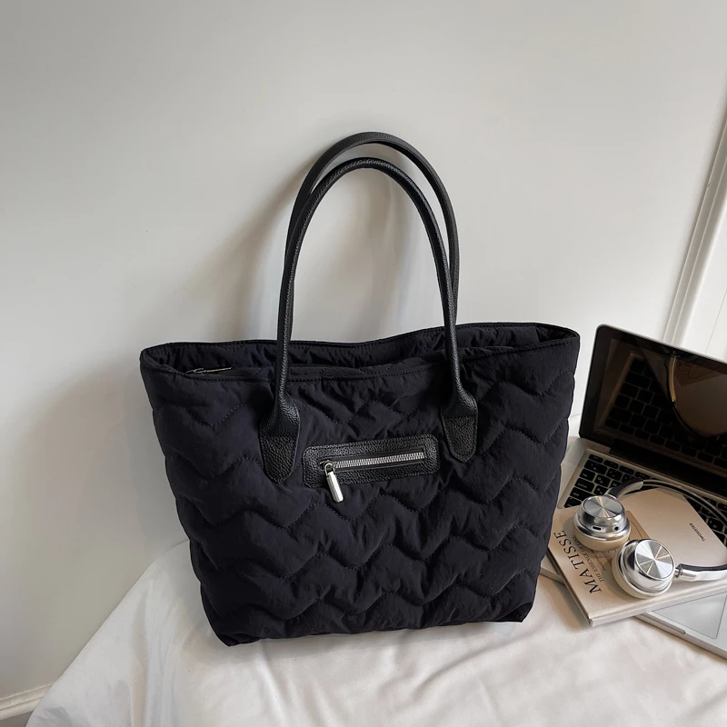 Frauen Handtasche Herbst/Winter Mode Raute Raum Baumwolle Anzug Schulter Tasche Große Kapazität Einfarbig Alle-Spiel Einkaufstasche – Detail 10