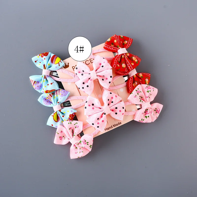 

8PCS New Cherry Print Bow Lovable Baby BB Clip Girls Hairpins Hair Clips Kids Headwear Children Hair Accessories