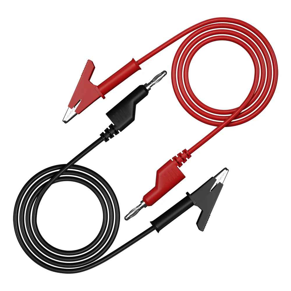 JZDZ 2pcs 4mm Banana Plug to Alligator Clip Multimeter Test Leads Cable Line Jumper Wire 1m/3.3ft  Red Black+Z