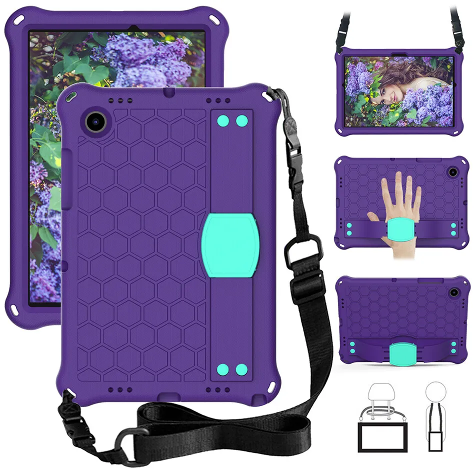 

Full Body Protective Lightweight EVA Shockproof Case for Samsung Galaxy Tab A8 2022 Kids Safe Cover X200 X205+Shoulder Strap
