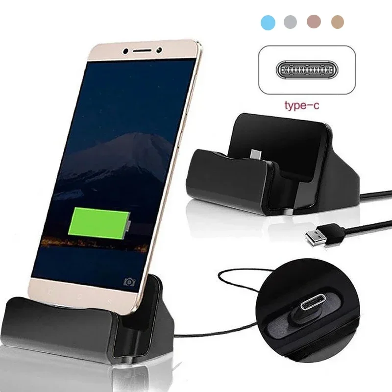 Support de téléphone avec chargeur USB de Type C, pour IPhone 17 16 15 Pro Max Samsung S24 S25, Station d'accueil, support de chargement de bureau
