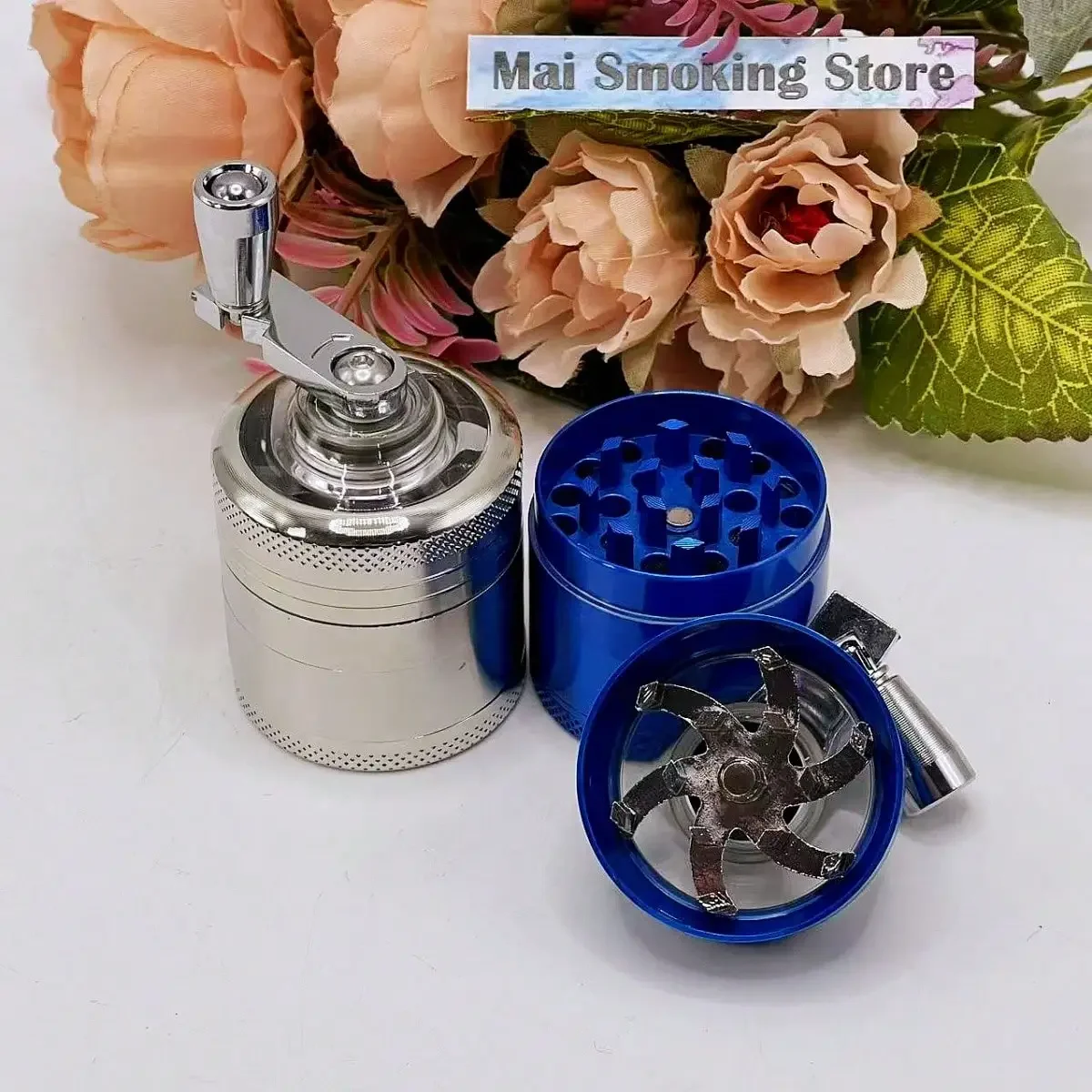 Herb Grinder 1.6inch Handle 4-layer Manual Spice Mill Metal Pepper Salt Mortar Raw Grass Tobacco Cigarette Accessories