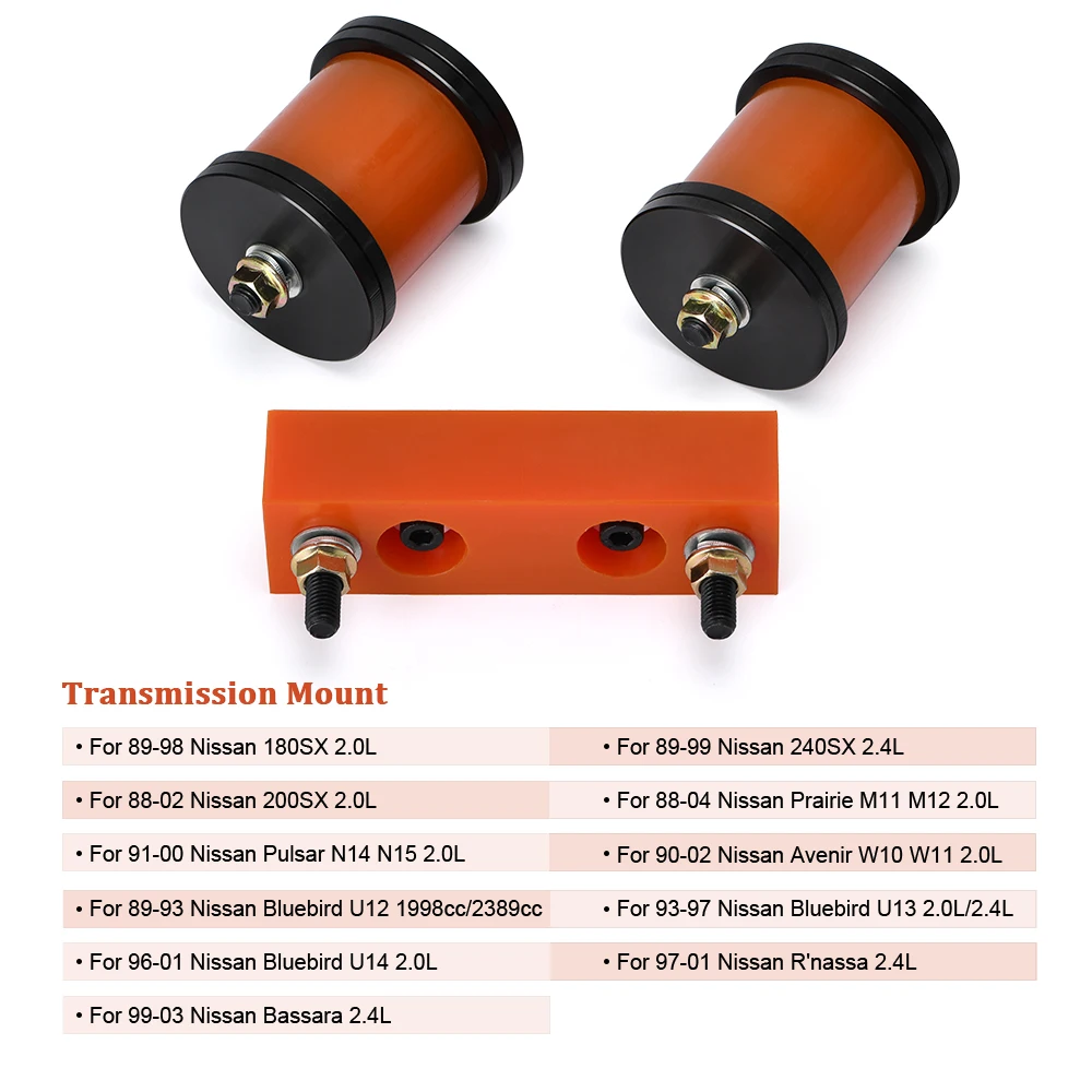 PQY-Polyurethane Engine Transmission Mounts For 89-00 NISSAN S13 S14 180SX 200SX 240SX SR20 KA24