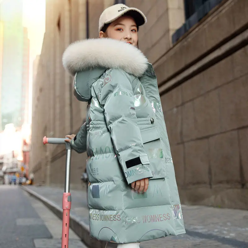 Manteau Hiver Fille Long Parka Chaud Avec Capuche - Veste Polaire Épaisse 4-8 Ans - Coupe-Vent Mode