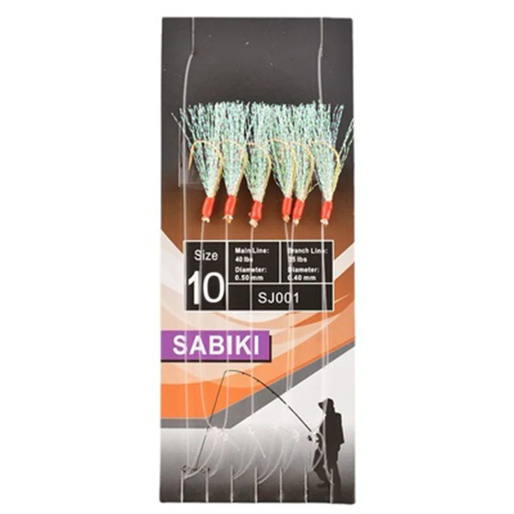 

6x Sabiki Rigs Hooks Saltwater Fishing Lures Luminous Glow Flash Fishskin Sea Bait Rigs Bait Jig Lure Feather Lure Herring Bait