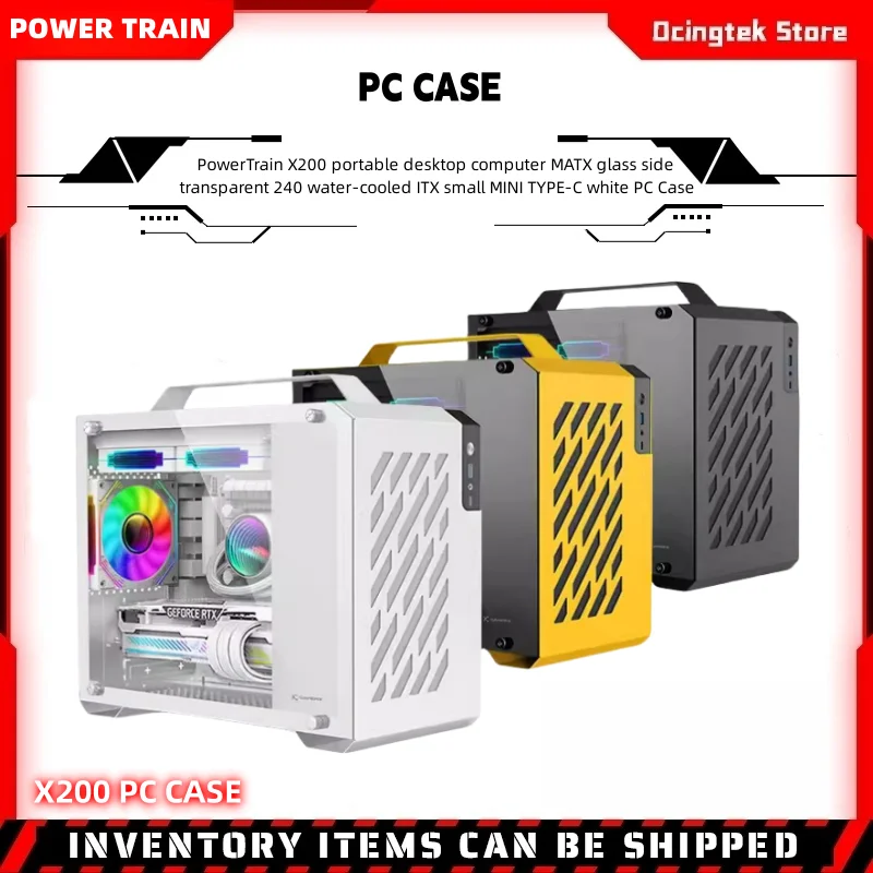 Power Train X200 M-ATX MINI-ITX Portable Computer Case Supports 240 Water Cooling USB3.0 Type-C Desktop MINI Handheld Chassis