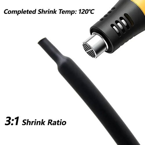 3:1 Black With Glue Heat Shrink Tube Dual Wall Tubing 1.6 ~ 50mm Diameter Polyolefin Insulated Adhesive Lined Shrink Wrap Sleeve - Image 2