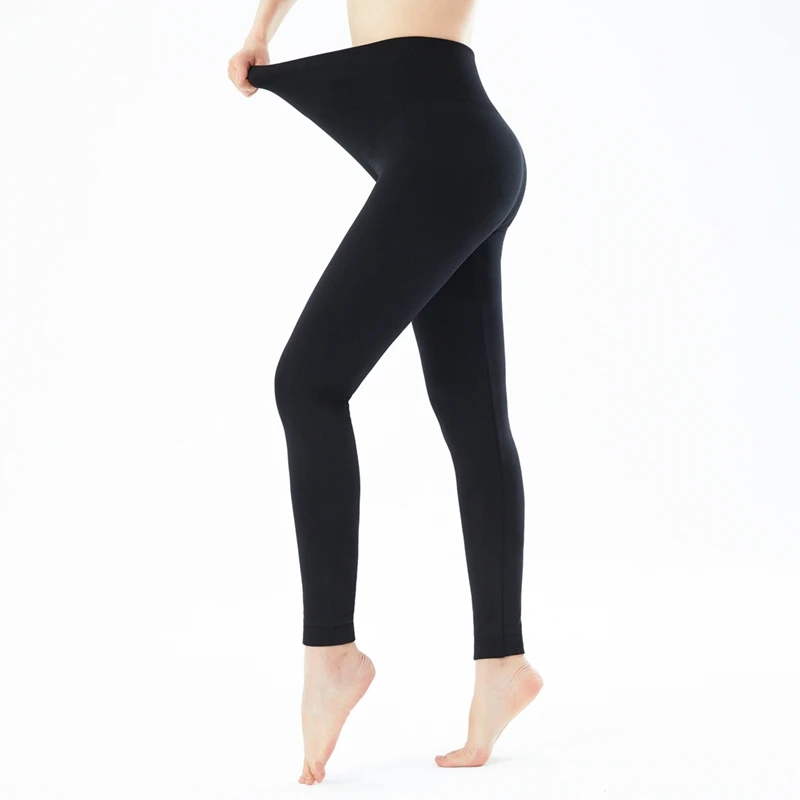 AEBMNHD Womens Opaque High Waist Leggings Fleece Lining Tummy Control Footless Tights Winter Warm Long Polyester Pants Black