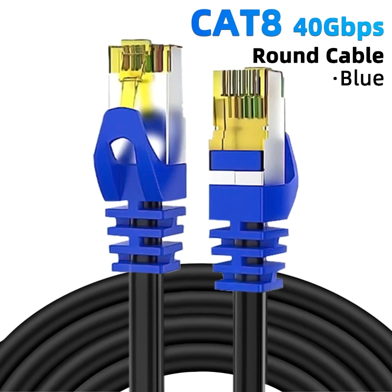 High-Speed CAT 8 Ethernet Cable - Nylon Braided Flat Internet Network Patch Cord, Shielded, 40Gbps, Various Lengths Available