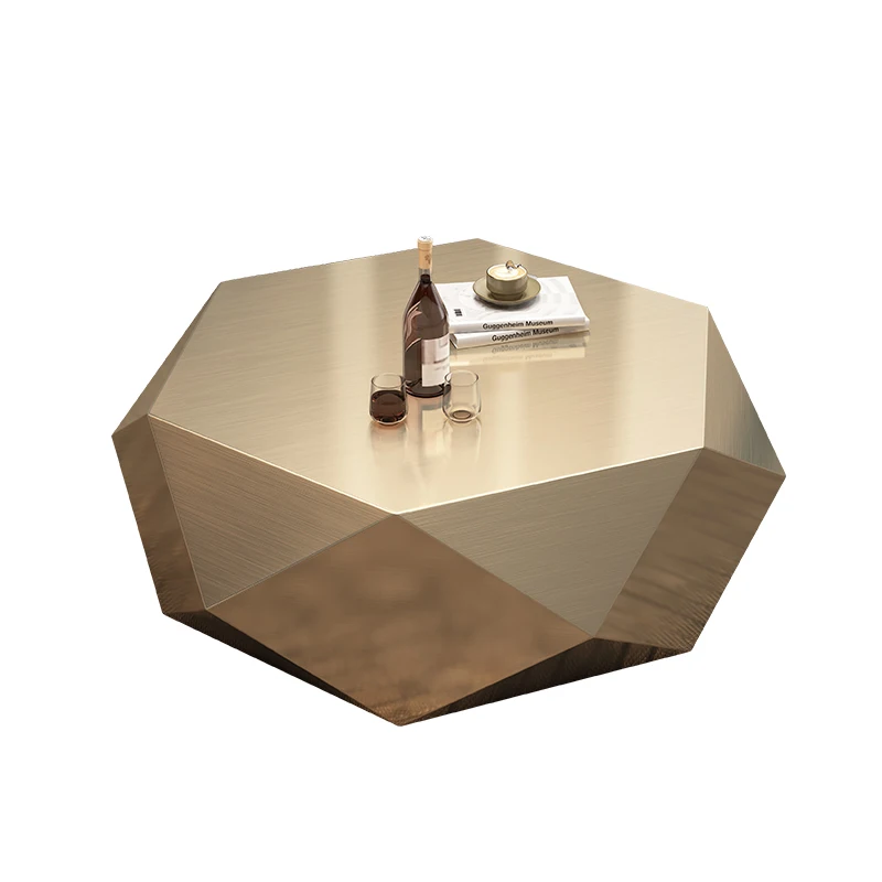 

Gold Diamond Tea Table, Luxury and Extraordinary Light Luxury Living Room, Italian Minimalist Style