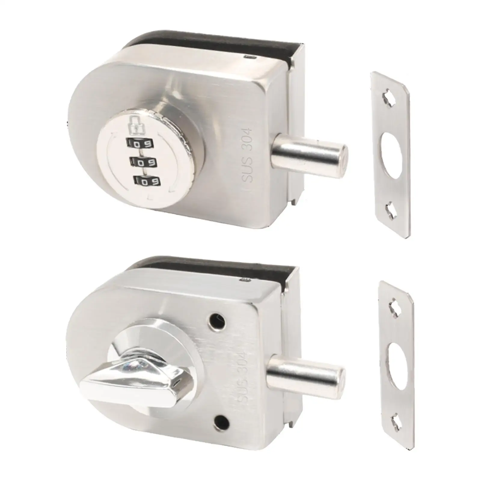 Frameless Glass Door Lock Gate Latch Fits 10-12mm Thickness Glass Bolt Ground Latch Push Sliding Door Lock for Home Shops