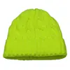 Warm Winter Skull Cap Fleece Inside Women Hats Cable Knitted Beanies Neon Yellow White Black Red Fluoresce Orange Fashion Colors 2