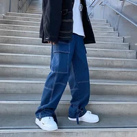 Jean Denim à jambes larges pour homme, pantalon Cargo ample, droit, Baggy, hip hop, Streetwear, Skateboard, pantalon en denim neutre,jean patchwork homme, plusieurs poches,pantalon large homme jean baggy homme 3