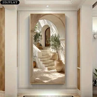 ภาพพิมพ์บนผ้าใบลายต้นมะกอกเมดิเตอร์เรเนียนขนาดใหญ่ 1 ชิ้น ภาพพิมพ์ศิลปะตกแต่งผนังลายภูมิทัศน์เกาะกรีกสีขาวเบจสไตล์โมเดิร์นสำหรับตกแต่งบ้าน 4