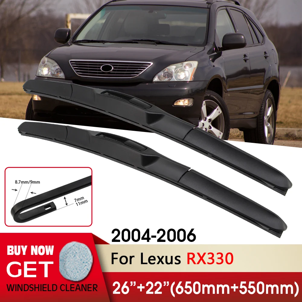 

Car Wiper RHD & LHD Front Wiper Blades 26"+22" For Lexus RX330 2004-2006 Fit U Hook Arm Windshield Windscreen Front Window