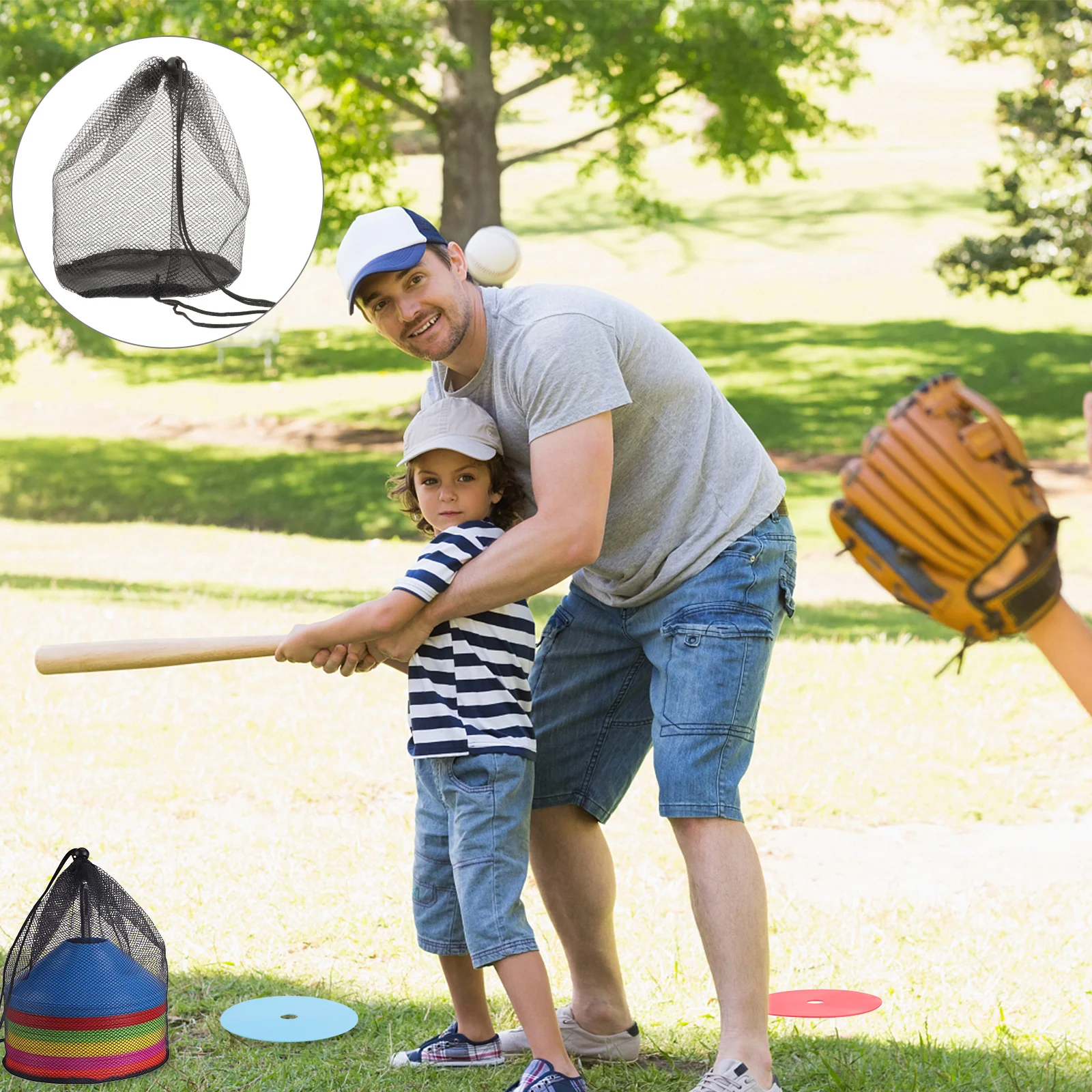 4 Pcs Mesh Bags Drawstring Dish Net Bag Tool Case Storage Container Small Mesh Bags Cone Holder Sports Supplies Tools