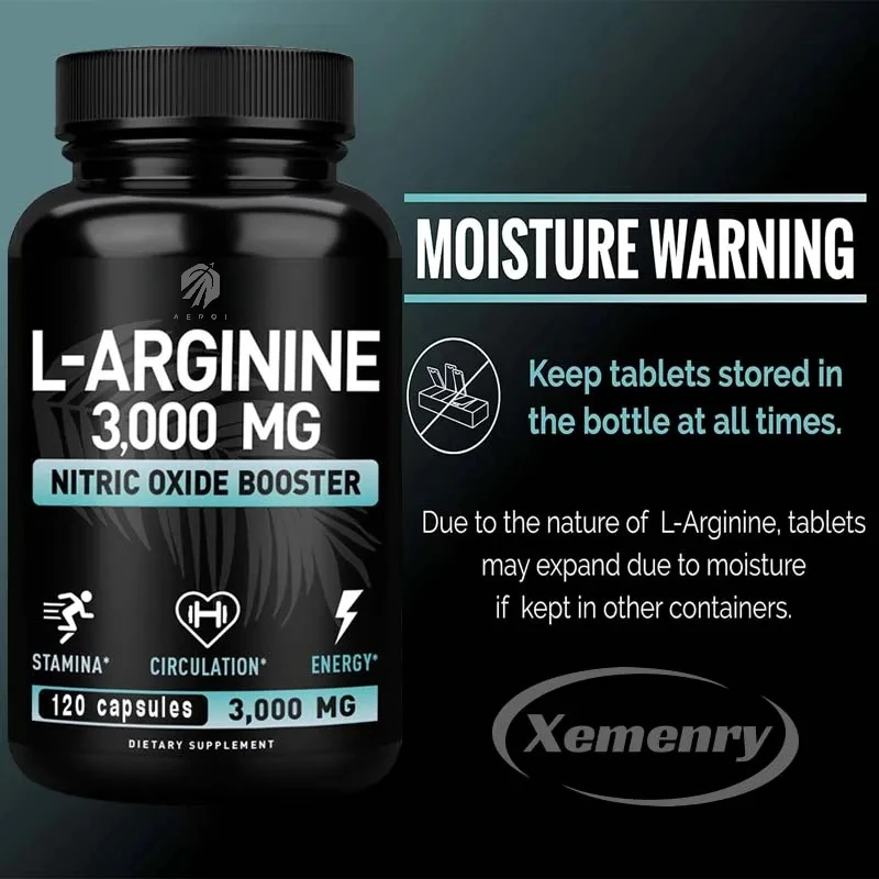 L-Arginine Capsules 3000mg-Nitric Oxide Boosters-for Supporting Muscle Growth, Vascular Function and Energy