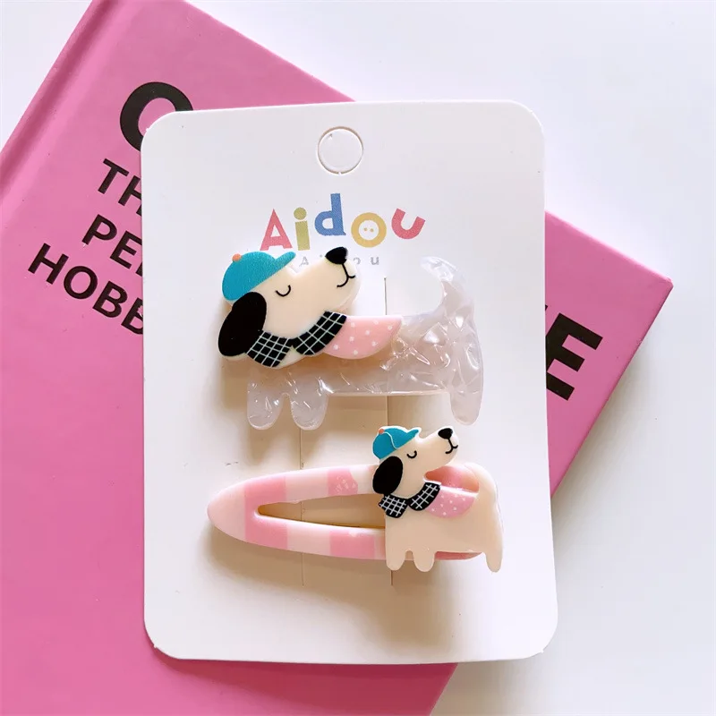 2024 neue 2 Teile/satz Mädchen Acryl Critters Haar Clips Kinder Nette Panda Seite Clip Schöne Welpen Kätzchen Haarnadeln Baby Haar Zubehör – Detail 12