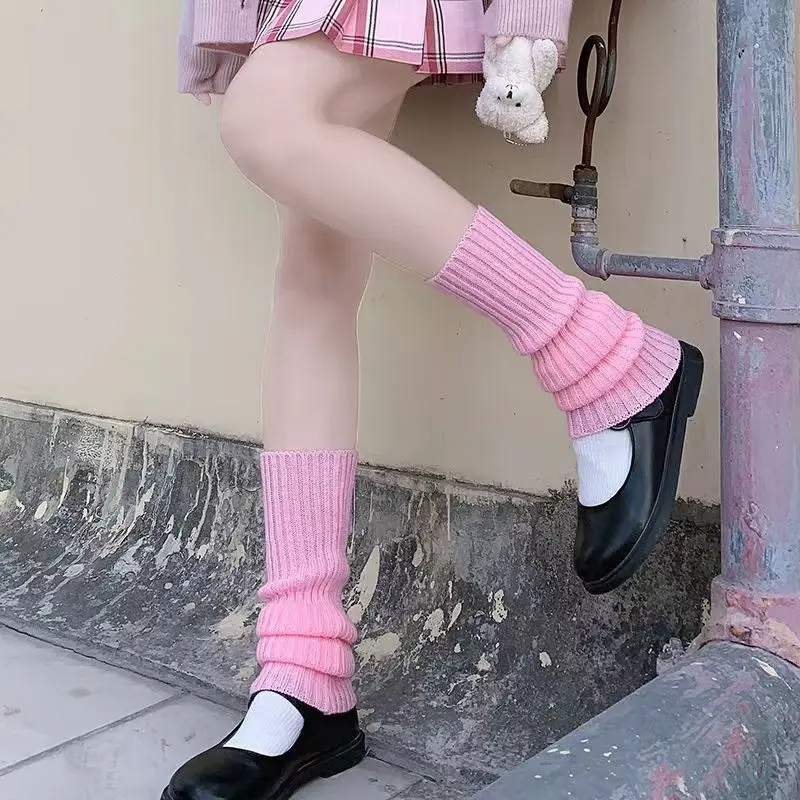 Y2k Goth Lolita Girls Striped Knit Leg Warmers Japanese Gothic Long Socks Women  Leggings Gaiters Knee Knitted Cuffs Ankle Warmer - AliExpress
