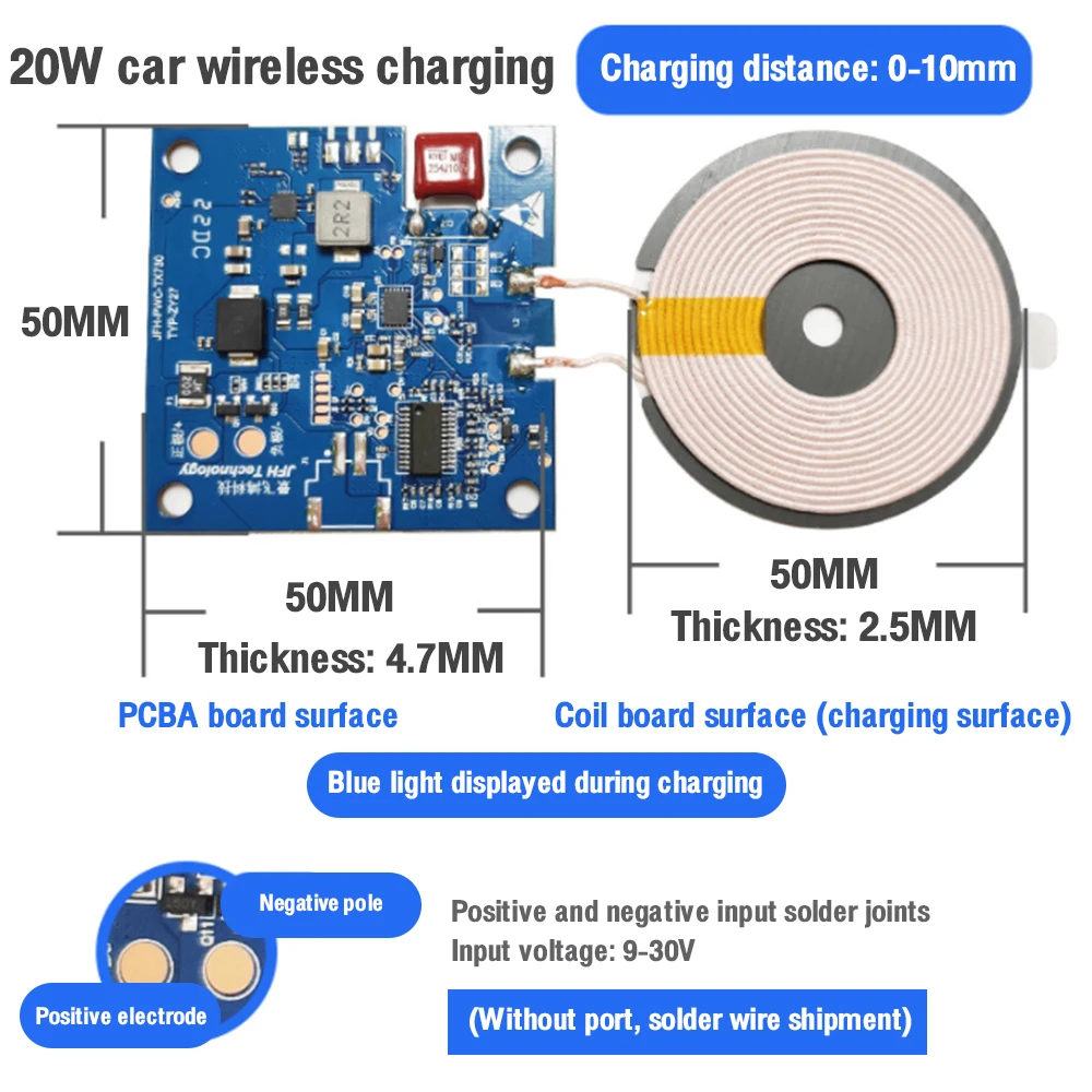 

DC12V-24V 5W-20W Wireless Charger Transmitter Module Circuit Board Car Fast Charging DIY Charger Parts QI Standard Fast Charging