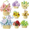 DIY MOC Potted Rose Sunflower Plants Succulents Bonsai Tree Gardens Romantic Building Blocks Model Bricks Kids Sets Kits Toys 1