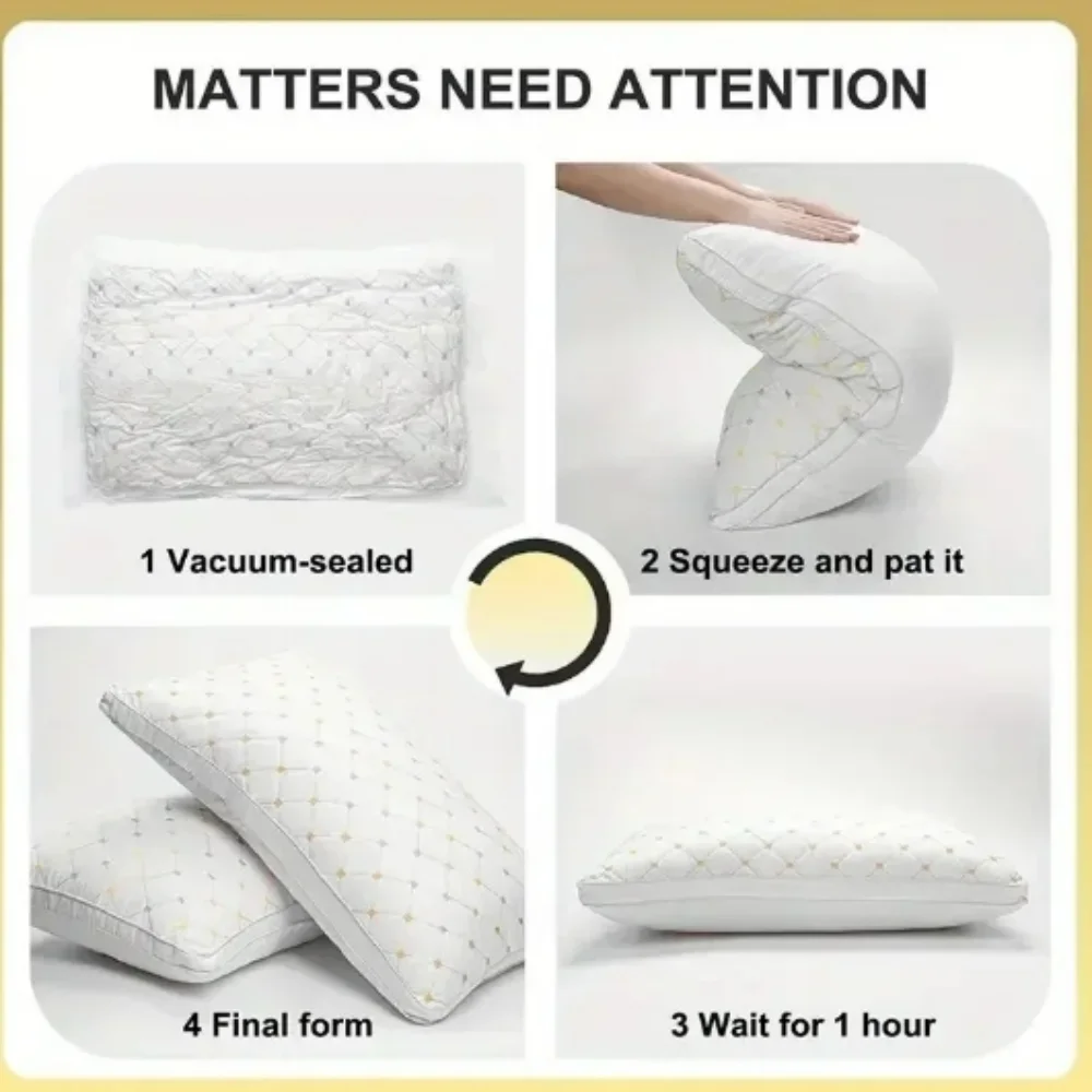 1pc Hotel's Same Feather Cotton Neck Pillow Three-dimensional For Sleeping Bedroom Dormitory Hotel Applicable