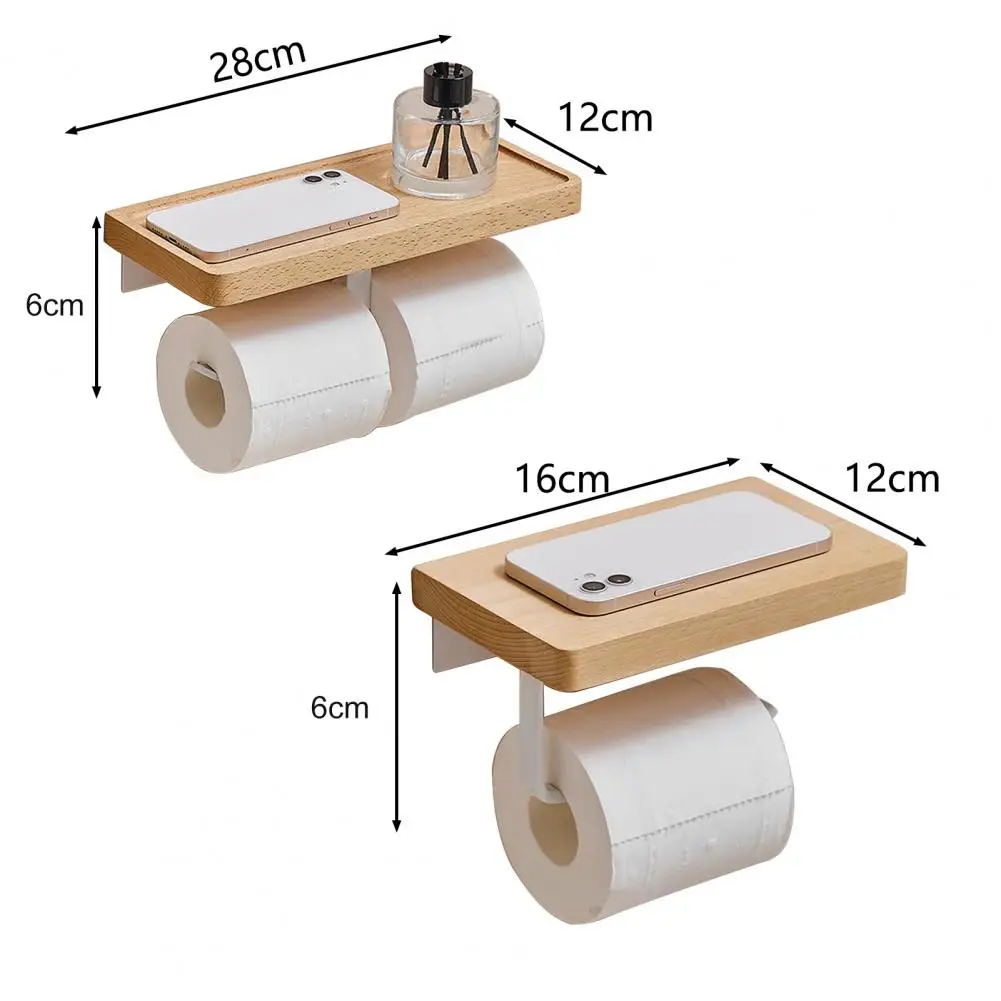 Wooden Tissue Rack Punch Free Wood Bathroom Toilet Wall Hanging Paper Roll Holder Tool Tissue Roll Hanger Hardware For Home Dorm
