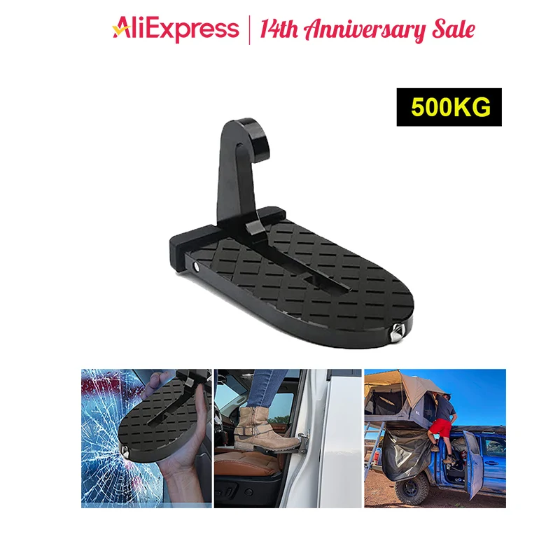 

1/2PCS Car Door Step Foldable Roof Rack Stand Pedal Aluminium Alloy Latch Hook Auxiliary Safety Hammer For Car SUV Truck Jeep