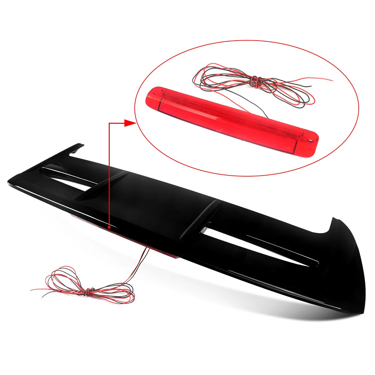 Für Ford Fiesta 'ST Look' MK7 2008-2019 Heckklappen-Dachspoiler Hochglanz-Schwarz Heckspoiler mit Rotem Bremslicht – Detail 9